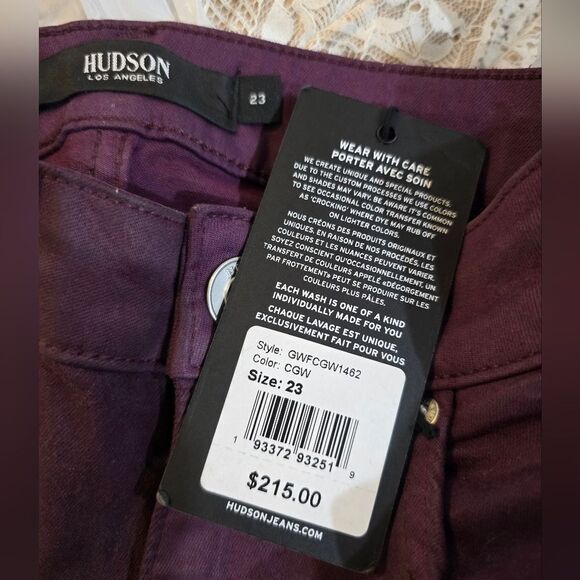 HUDSON Coated Centerfold High Rise Super Skinny Ankle Jean NWT size 23 Purple - Picture 5 of 6